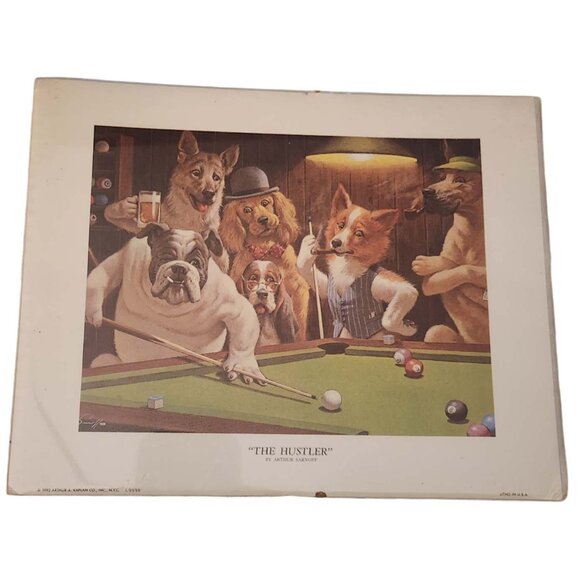 Arthur Sarnoff - The Hustler - Art Print- 8x10 Dogs Billards - Picture 1 of 5